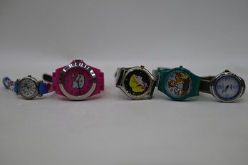 Lot Of 5 Watches Included, Yellow Kitty/barbie/bambi