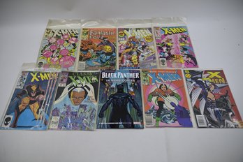 Lot Of 9 Marvel Comics, Including X-men/black Panther/ Fantastic 4 C7