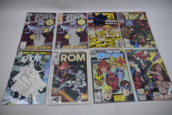 Lot Of 8 Assorted Marvel Comics, Including Rom/thor/the Silver Surfer C4