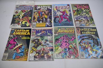 Lot Of 8 Assorted Marvel Comics, Including Thor/captain America/marvel Age C3
