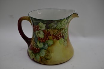 French Limoges Creamer With Beautiful Grape And Grape Leaf Motif