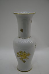 Ilenau German Porcelain Vase With Floral Motif And Gilt Details