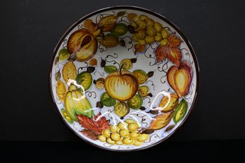 Ceramic Fruit/leaves Design Decorative Bowl, Signed Deruta