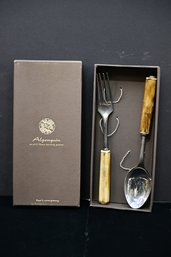 Algonquin Bone Handled Serving Pieces - Includes A Fork And Spoon With Box