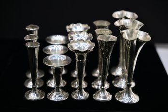 Grouping Of 15 Two's Company Fluted Metal Bud Vases