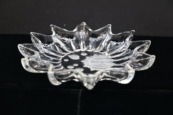 Unique Clear Glass Bowl With Frosted Glass Sun, Moon & Stars Motif