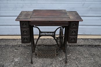 Vintage Wooden Flip Top Sewing Machine Cabinet