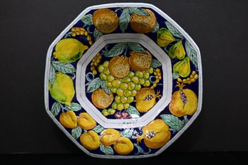 Beautiful Italian Hand Painted Zeffiro Portofino 'Parrini' Ceramic Bowl With Vibrant Fruit Motif