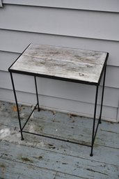 Wood Plank And Wrought Iron Outdoor Stand/table
