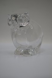 French Crystal Owl Candy Dish By Art Vannes