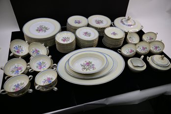 Beautiful French Limoges 'Charles Ahrenfeldt' Service For 10 Featuring A Floral Motif & Gilt Details-86 PCS.