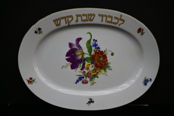 Winterling Schwarzenbach Germany Bavaria Serving Dish With Floral Motif & Hebrew Text