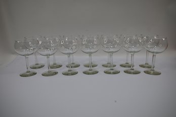 Set Of 14 Clear Glass Wine Glasses