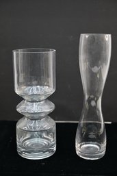 Two Clear Glass Vases