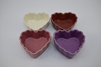 Set Of 4 Williams-sonoma Heart Shaped Ceramic  Souffl Dishes