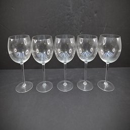 Lot Of 5clear Glass Wine Glasses