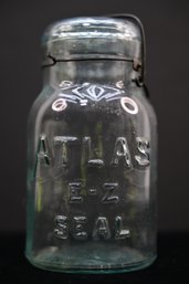 Vintage Atlas E-Z Seal Blue Tinted Glass Mason Jar