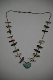 Unique Pendant Necklace Decorated With Assorted Stone Animals In Various Colors