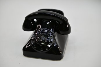 Vintage Jonathan Adler Black Ceramic Rotary Phone Cell Phone Holder