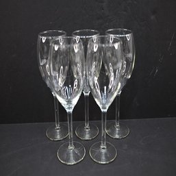 Lot Of 5 Clear Glass Champagne Glasses