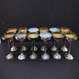 Lot Of 12 Brass Goblets, Made In Spain