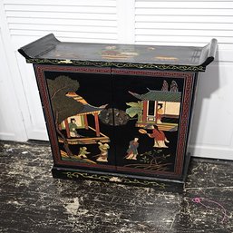 Oriental Hand Painted Side Cabinet  *see Description*