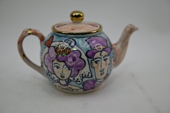 Whimsical Signed Kate Glanville For Liberty Hand Painted Teapot