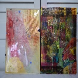 'hummingbird' & 'palm Mystery', Mixed Media On Canvas 8x10
