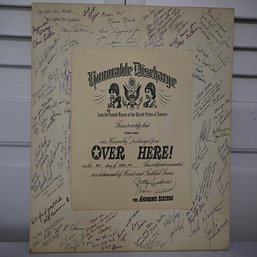 Broadway Memorabilia From Stage Play 'over Here' With Andrew Sisters * See Description*16x13