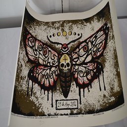 Screen Print Of Moth & Skulls Blu Ash Clarke  111/111,   23.25x16/5
