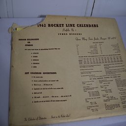 Large Sample 1961-1962 Calendar Lot C7