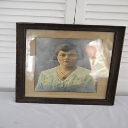 Vintage Framed Old Photograph Of Lady