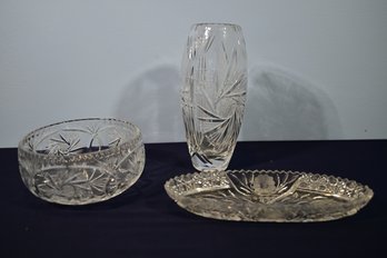 Lot Of 3 Crystal Pieces-Cut To Clear