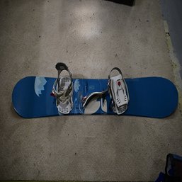 Solace Blue And Black Snowboard With Crane Design