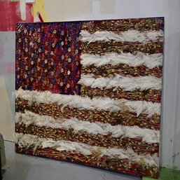 Resin On Canvas 9/11 Tribute Flag By Laurette G Kovary