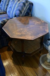 2-tier Octagonal Shaped Side Table With Rattan Bottom Shelf