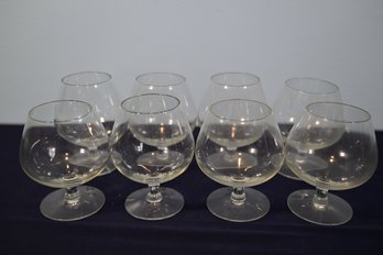 Classic Lot Of 8 Cognac Clear Glasses