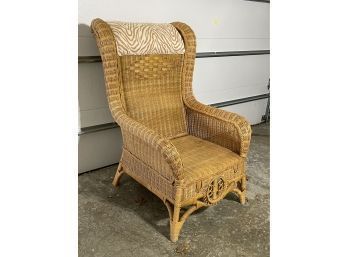 TALL WICKER STYLE CHAIR WITH HEAD CUSHION