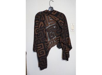 RARE! URBAN ZEN BROWN AND BLACK PATTERN SHIRT, SIZE ML RETAIKLS OVER $800