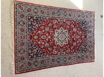 GENUINE HAND WOVEN ORIENTAL AREA RUG, 61X40 INCHES