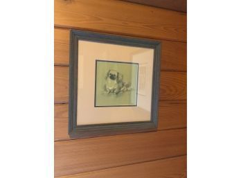 FRAMED PRINT OF A DOG, 14X14 INCHES