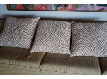 LOT OF 3 TIGER PATTERN PILLOWS!! 21IN LENGTH