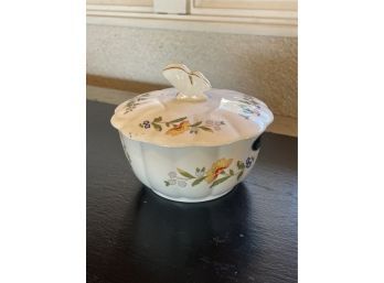 ANYSLEY MADE IN ENGLAND SMALL BOWL WITH LID,4IN HEIGHT