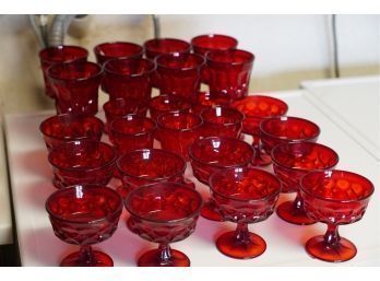 MASSIVE LOT OF RED DEPRESSION GLASSES