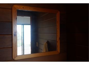 SMALL WOOD HANGING MIRROR, 25X23 INCHES