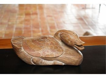 DECOY WOOD CARVED DUCK DECORATION