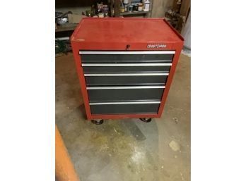 LOADED CRAFTSMAN TOOL BOX WITH KEY AND ACCESSORIES