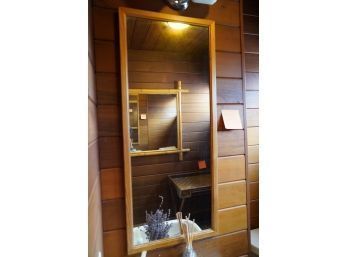 WOOD FRAME BATHROOM MIRROR, 18X41 INCHES