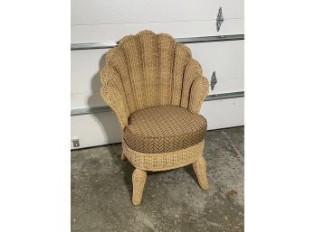 GORGEOUS WICKER STYLE CLUB CHAIR WITH STRIPES PATTERN CUSHION