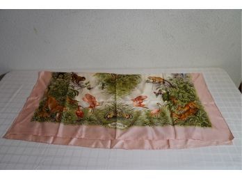 PINK MULTI-COLOR 'EQUATEUR' SILK SCARF, 34IN LENGTH